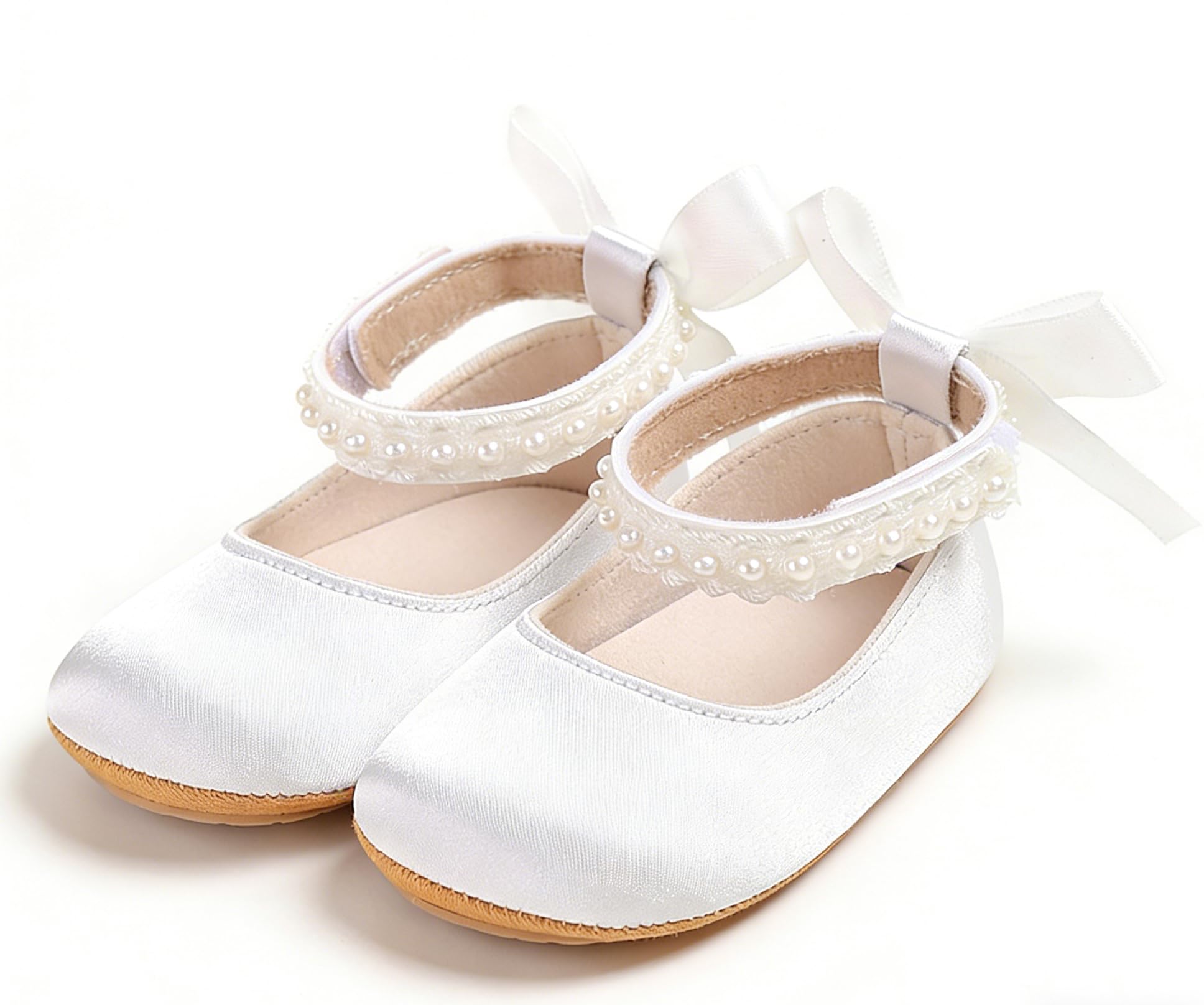 Mary Jane - Scarpe da bambino con fiocco e perla, per bambine da 0 a 18 mesi