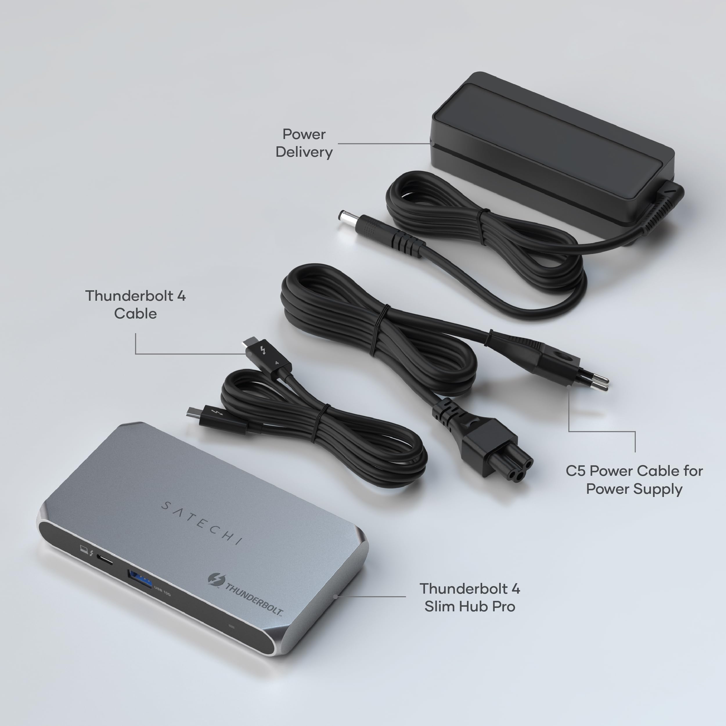 SATECHI Docking Station 6 en 1 Thunderbolt 4 Slim Hub Pro, PD 96W | 8K único o doble 4K, 4 puertos Thunderbolt 4 a 40 Gbps, USB 3.2 Gen2, para portátiles Mac y Windows
