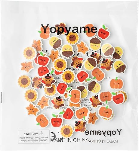 Miniatura 6 de Yopyame 60 piezas de borrador de otoño para niños, surtido de hojas de arce y calabaza, borrador lindo de rompecabezas, escritorio, mascotas,