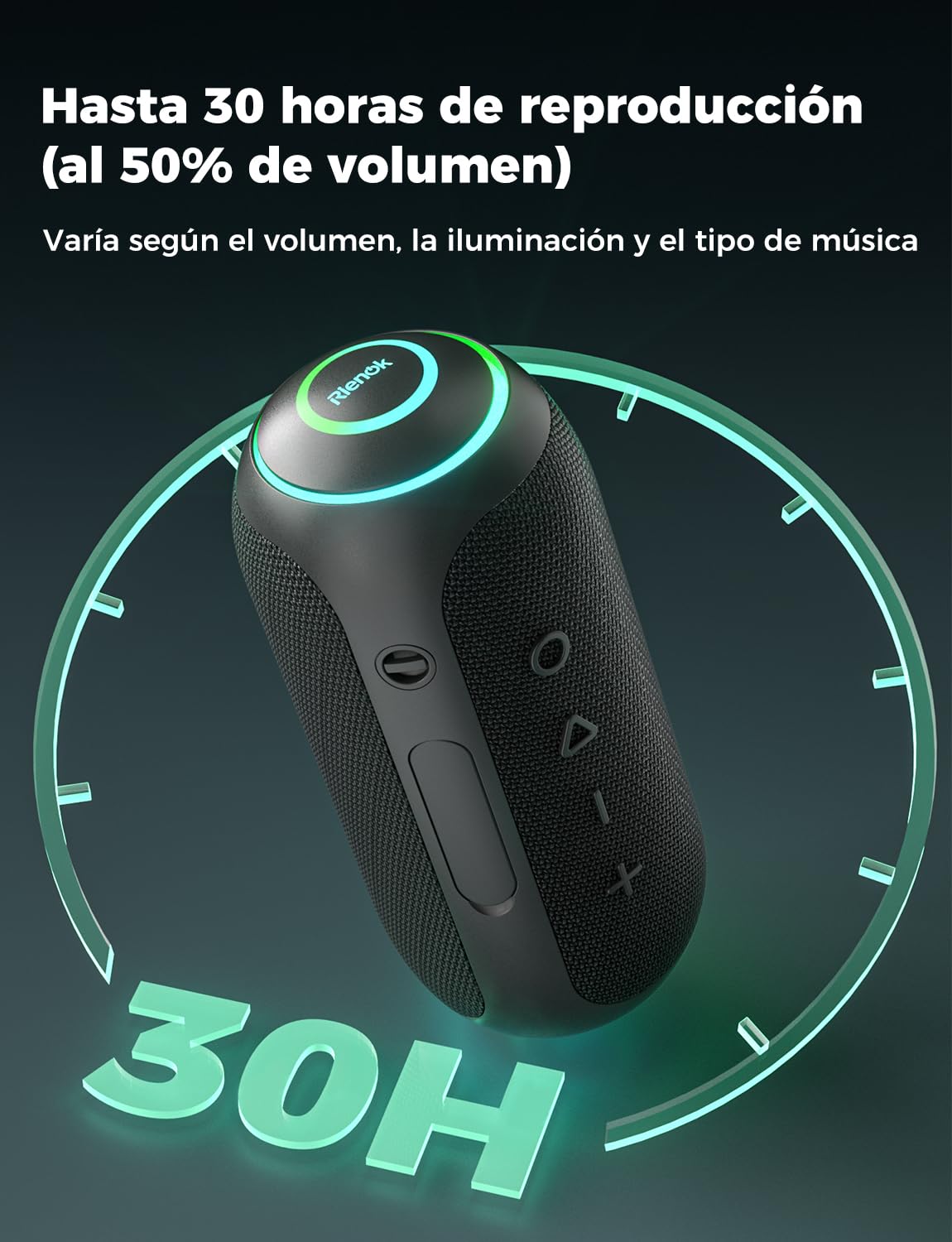 RIENOK Altavoz Bluetooth Potente 40W Impermeable IPX7 5200mAh Tweeter y Woofer Bluetooth 5.3 Portátil Inalámbrica Emparejamiento Estéreo Apoya Tarjeta TF, AUX