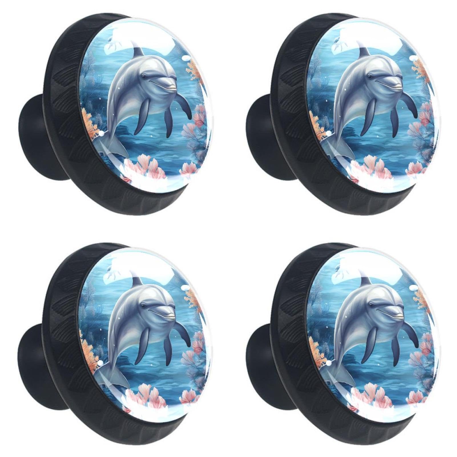 Blanc - Boutons De Tiroirs En Forme De Dauphin En Céramique 3D