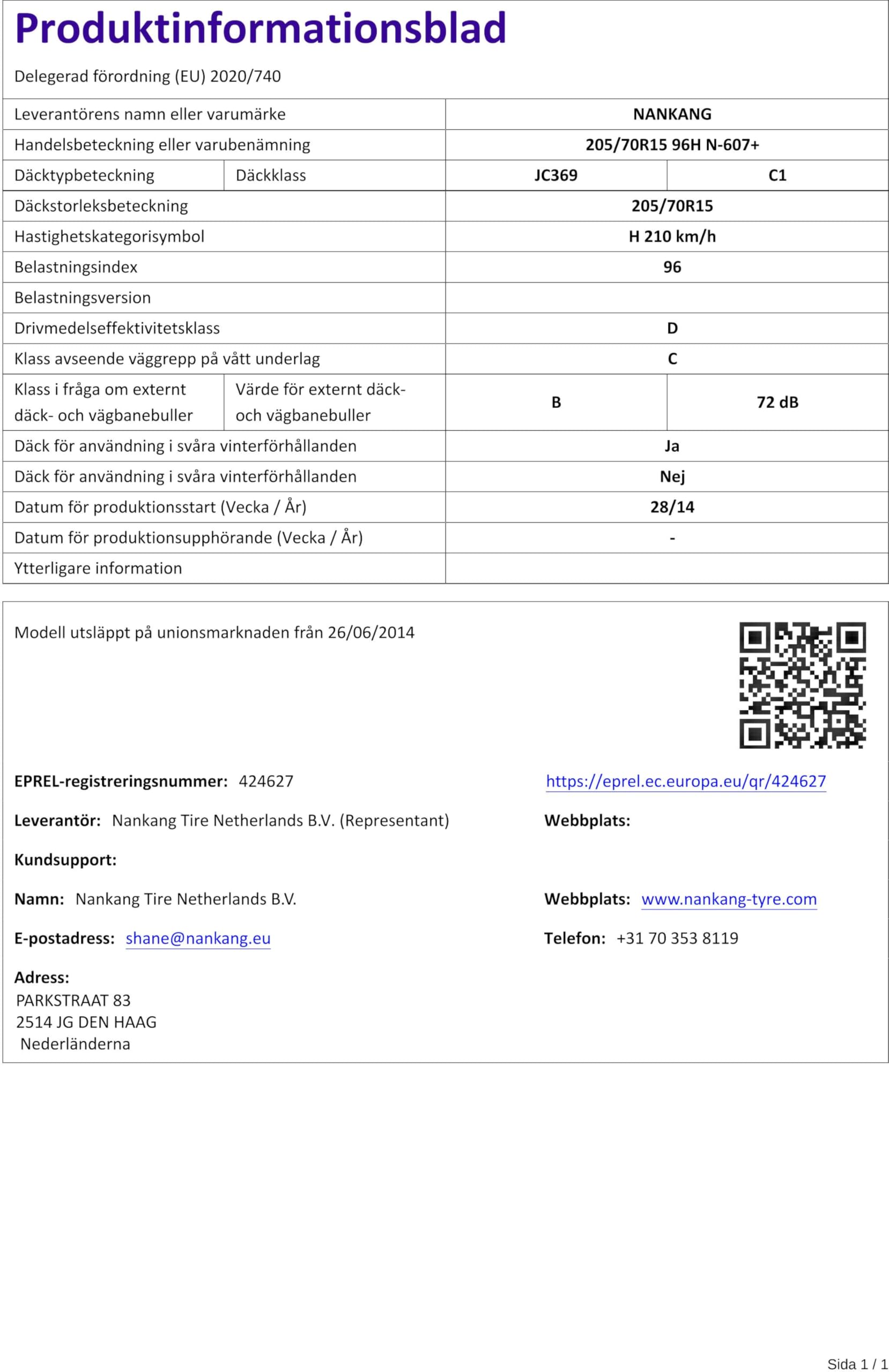 Nankang N607+ A/S - 205/70R15 96H - Neumático todas las Estaciones