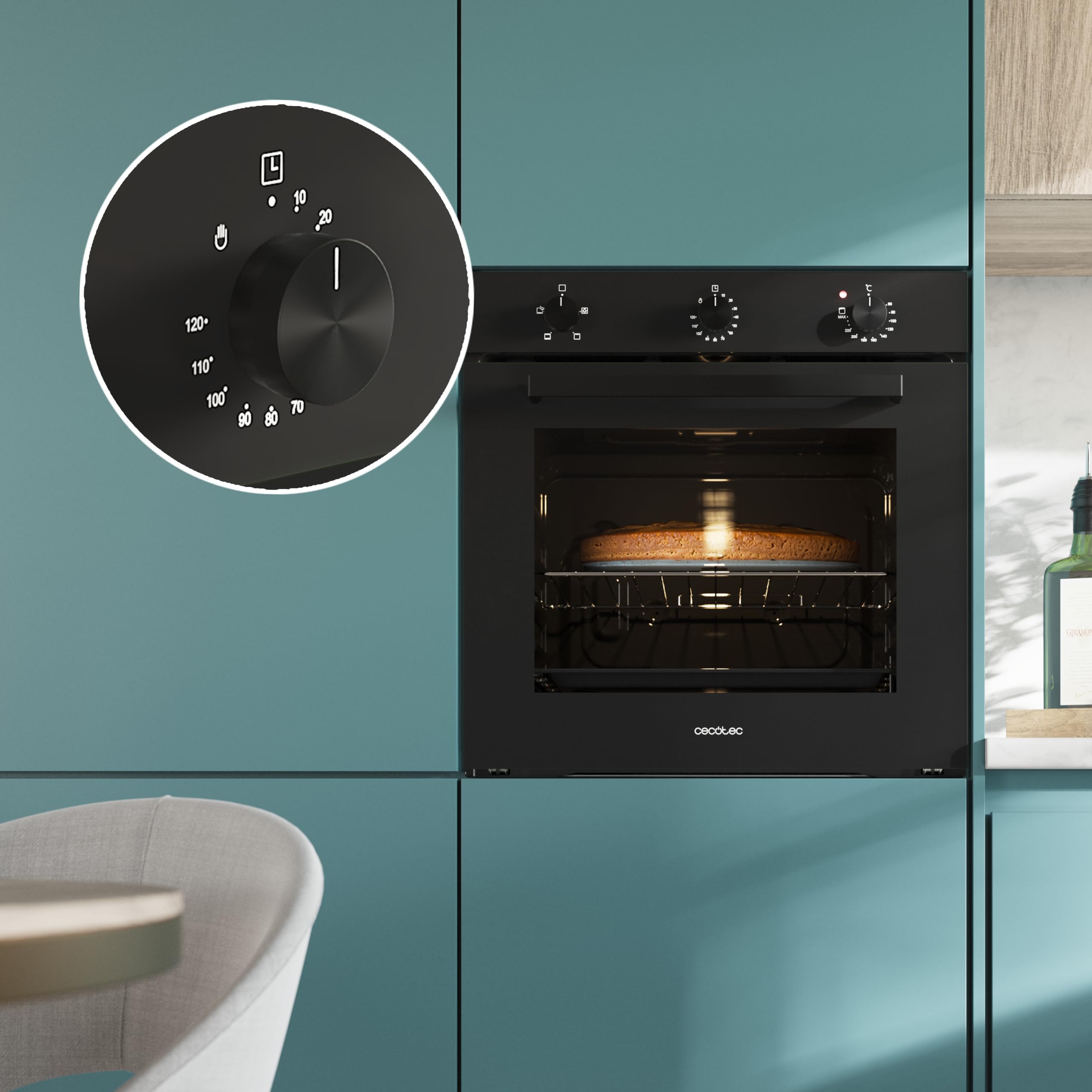 Cecotec Bolero Hexa C136000 Einbauofen 2800 W 77 L 4 Funktionen Timer Dampfreinigung Dampfgaren Energieeffizienzklasse A Innenbeleuchtung