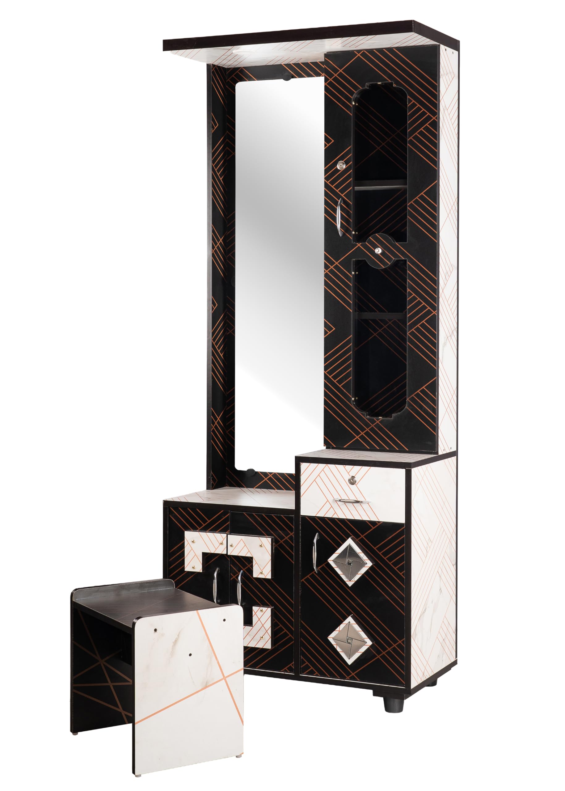 SARVESH Wooden Dressing Table with Mirror and Stool, 6 x 2.5 Feet, Multiple Storage Drawers-image-24