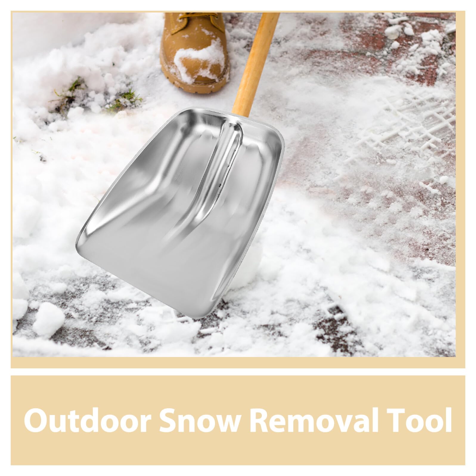 SHINEOFI Testa di Pala da Neve in Acciaio Inox Spesso, Strumento Multifunzionale Efficiente per Gestione Cereali e Vialetti, Accessorio Resistente per Uso Esterno
