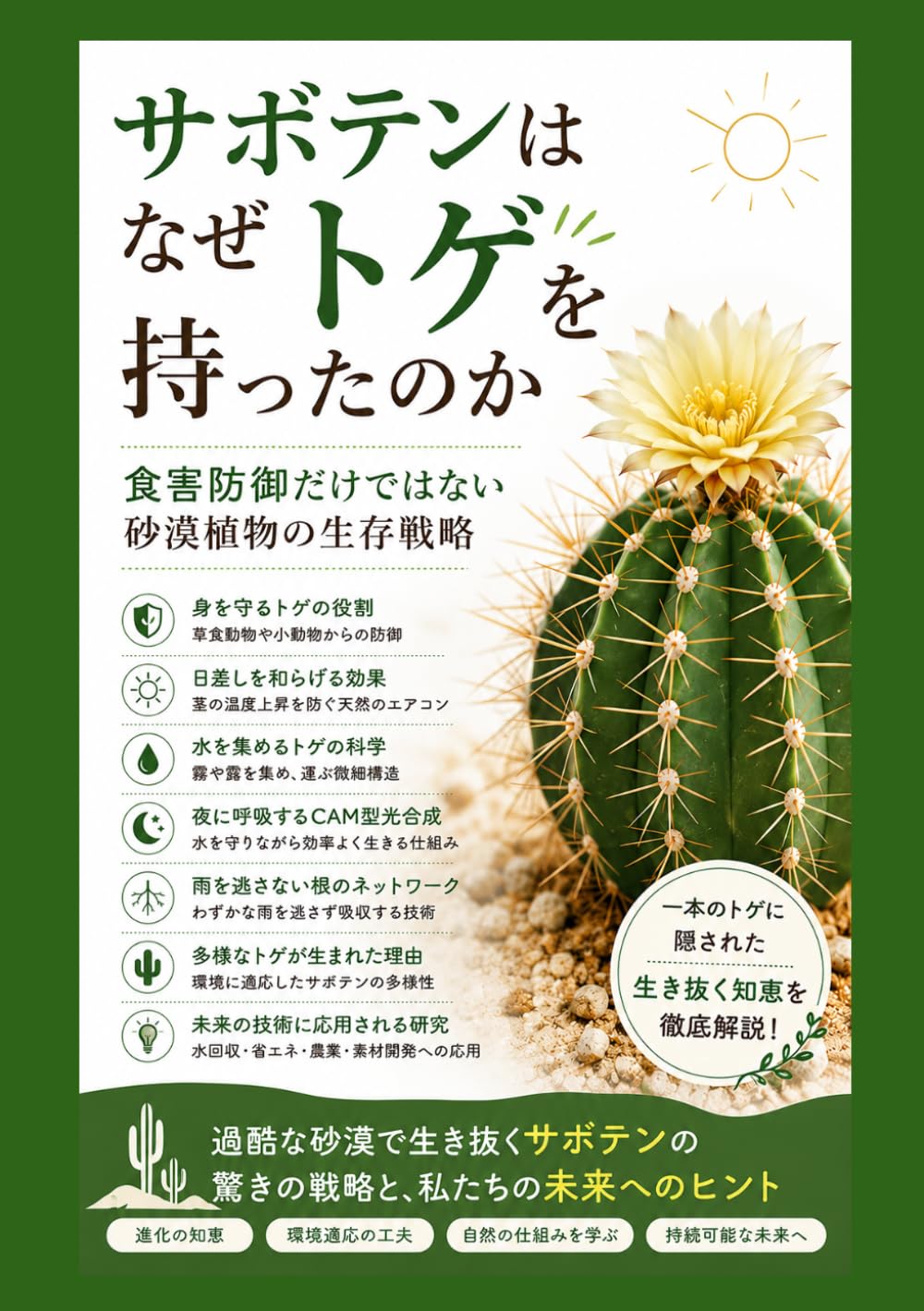 サボテンはなぜトゲを持ったのか：食害防御だけではない砂漠植物の生存戦略: 身を守るトゲの役割 (やさしい園芸（多肉植物）)