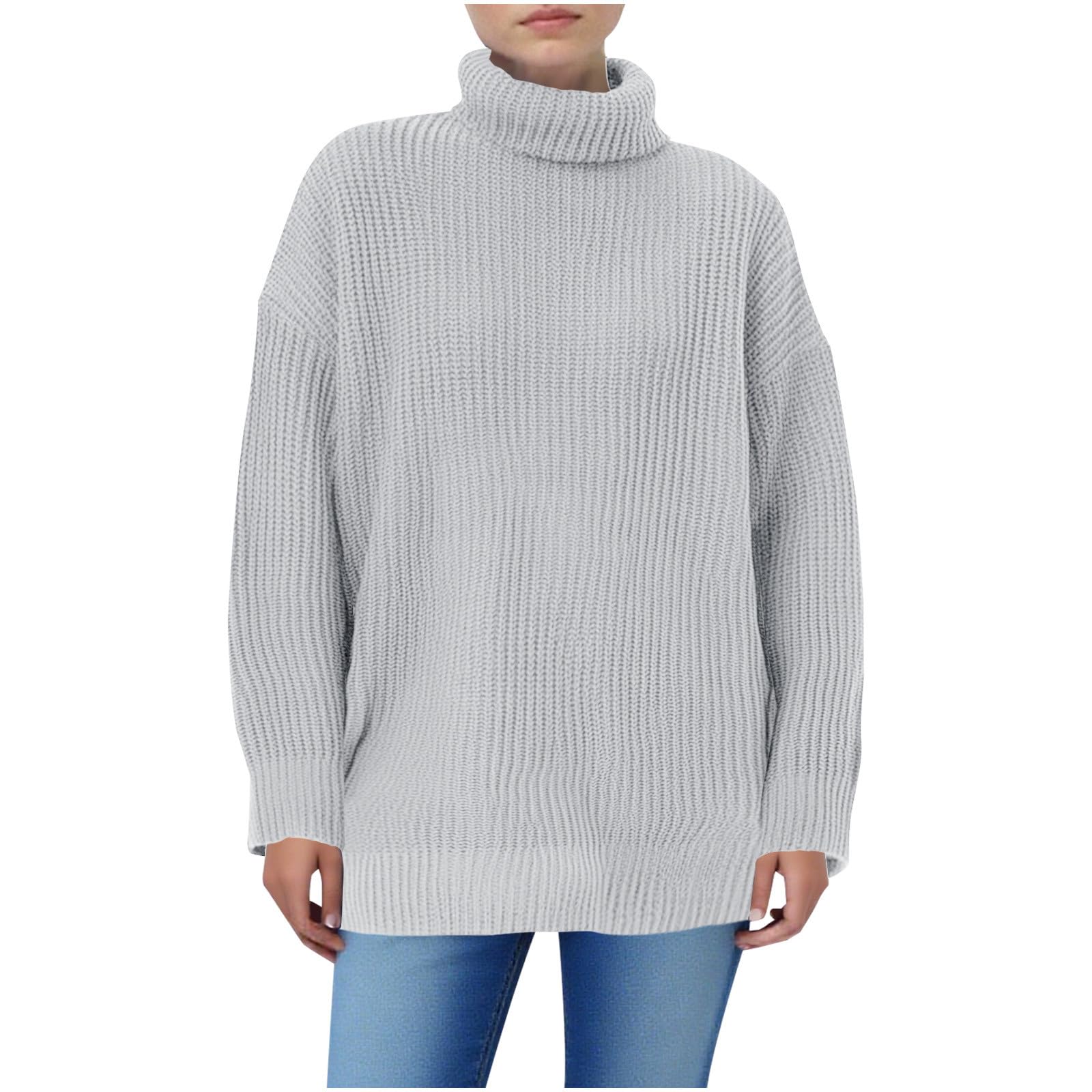 Womens Cable Knit Sweaters Long Sleeve Turtle Neck Casual Oversized Pullover Tops Fall Winter Outfits Clothes
