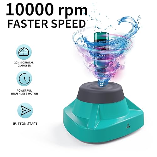 Miniatura 6 de Mini mezclador Vortex 10000 RPM, mezclador de vórtice de laboratorio portátil compacto con base antideslizante, operación de un solo toque,