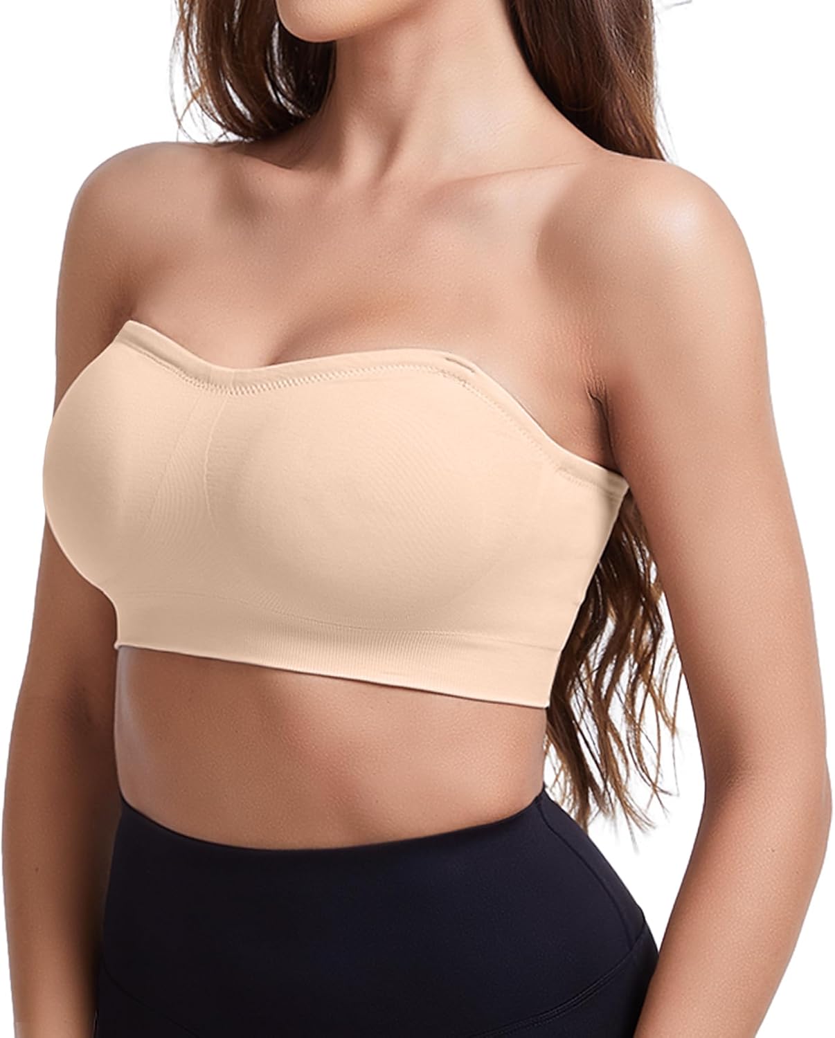 Strapless Bras for Women Padded Bandeau Bra Non-Slip Wireless Push Up Invisible Silicone Tube Top Bralette