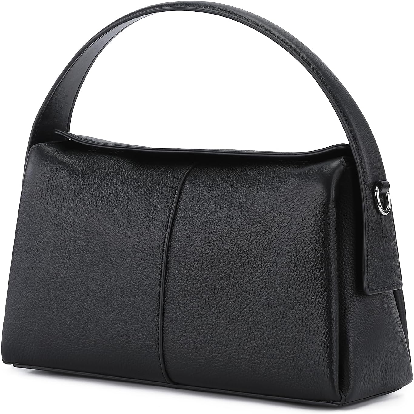 Classic BrownLeather Shoulder Bag, Large Curved Handle Hobo Purse, Textured Pebble Grain, Women's Fashion Handbag