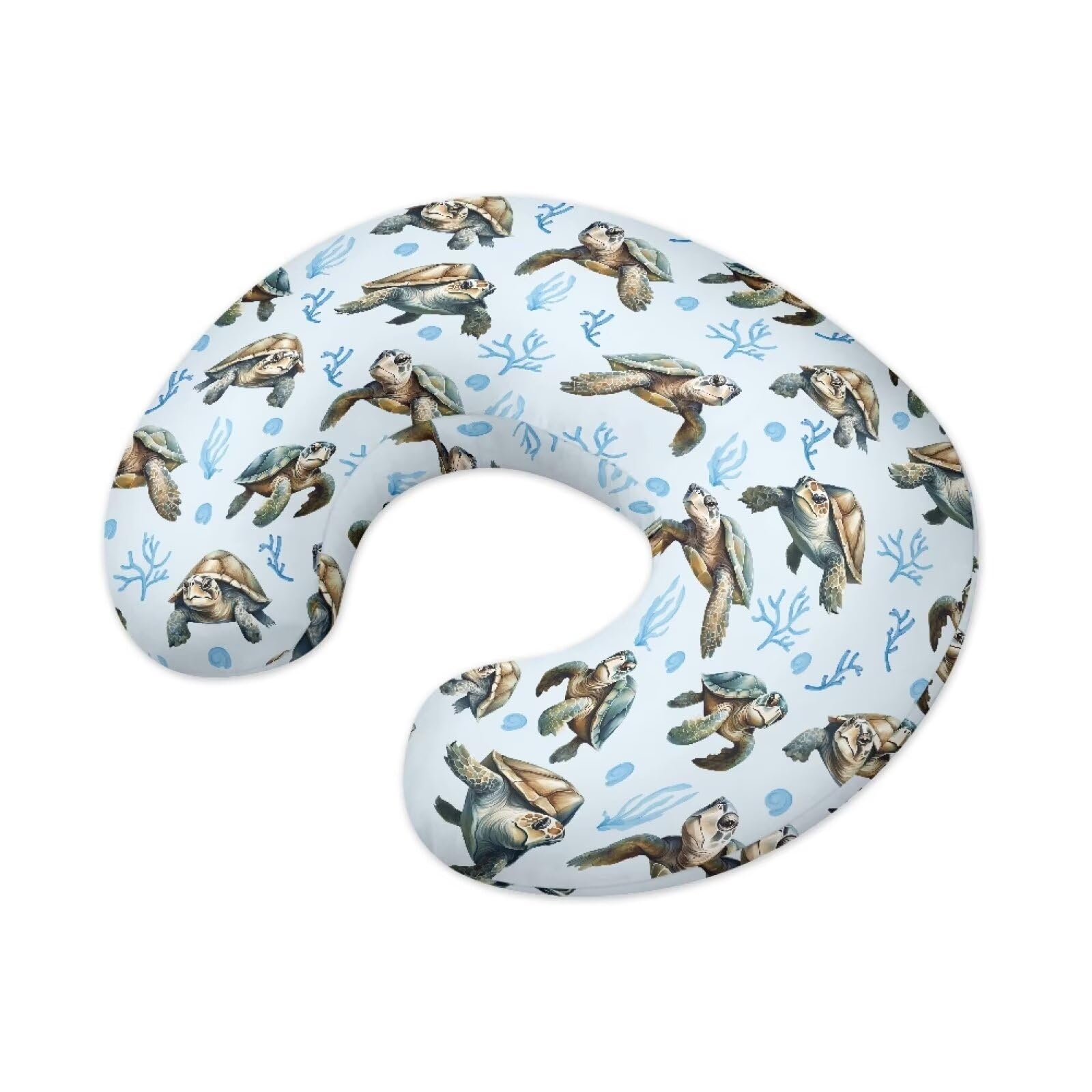 Suhoaziia Sea Turtle Pattern Ultra Soft Baby Nursing Pillow Cover with Hidden Zipper Comfortable Breastfeeding Pillow Replacement Cover for Baby Girls Boys, Easy to Put On & Remove