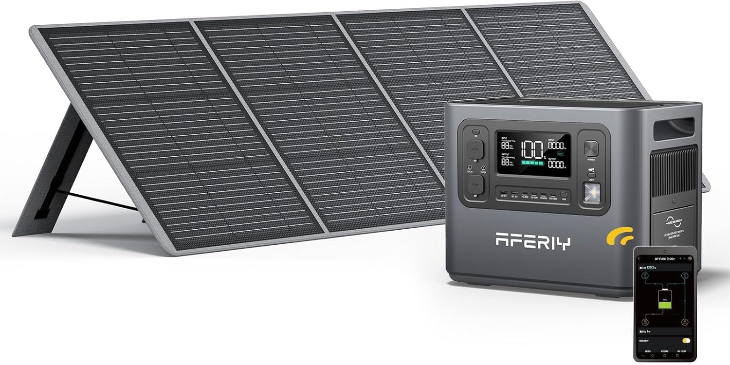 AFERIY Generador Eléctrico Portátil De 2400 W Con Panel Solar De 200 W, Batería Nómada Lifepo4 De 2048 Wh, Recarga En 1,5 H, Enchufe Ue 220-240 V, Función Ups, Para Acampada, Hogar Y Oficina