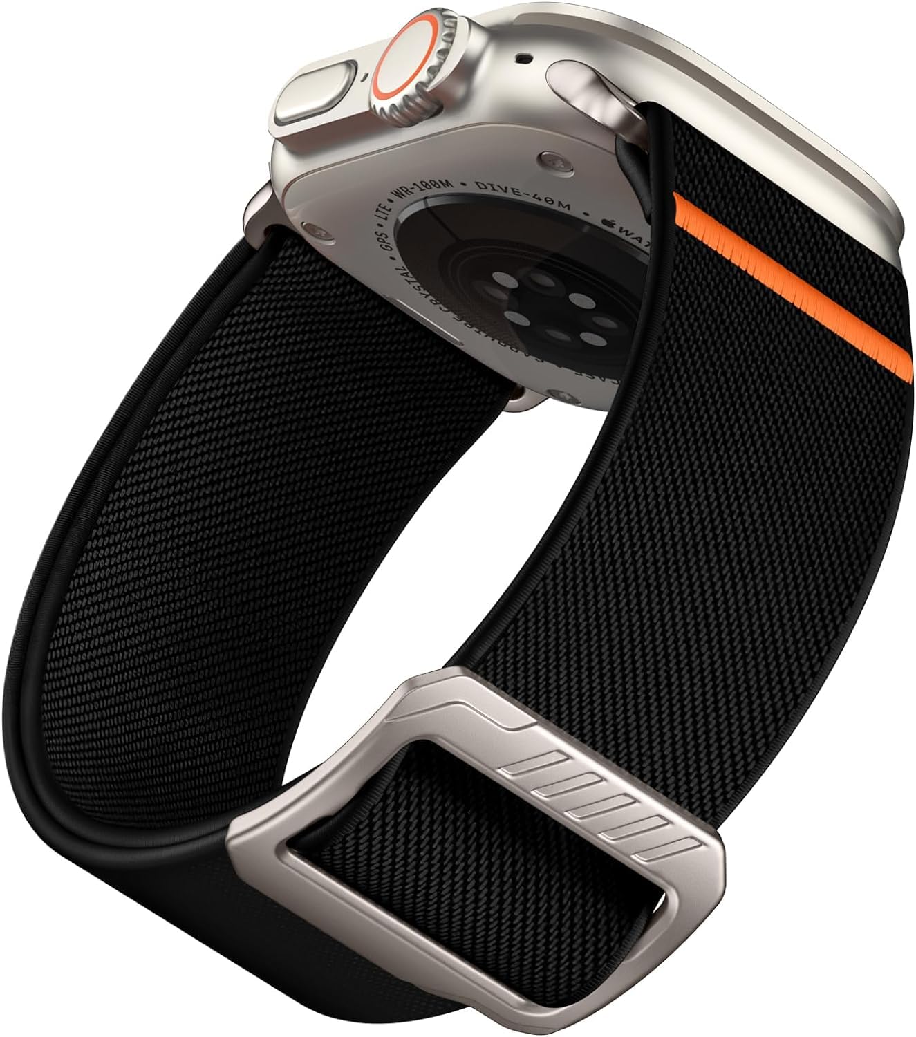 AINE Sport Stretchy Nylon Band Replacement for iWatch Ultra 2 / Ultra Band 49mm, iWatch Series 9/8/7/6/5/4/3/2/1/SE 45mm/44mm/42mm Solo Loop Strap (Black)