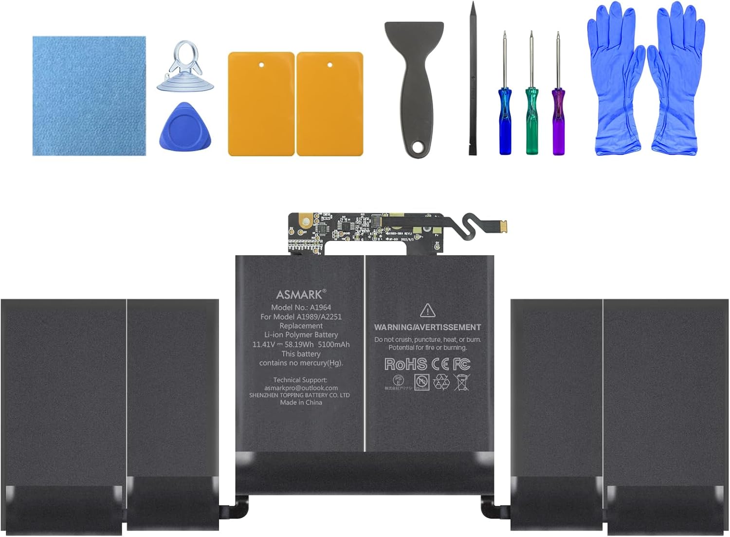 ASMARK Battery Replacement for MacBook Pro A1989(2018,2019) A2251(2020) 13-inch A1964 Battery