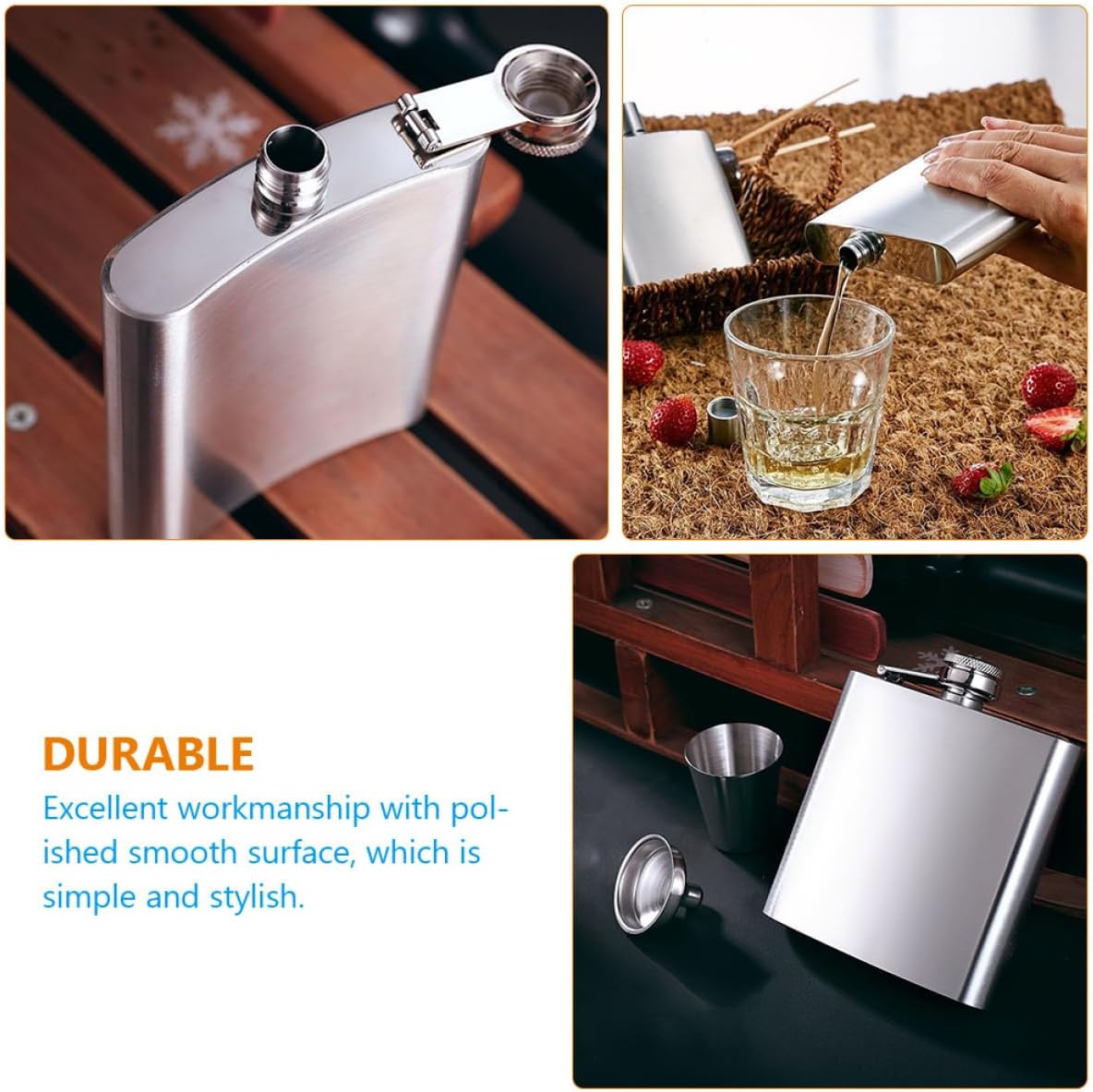 Cabilock 1set Professional Outdoor Liquor Flask Canteen Funnel Portable Wine Supply for Camping Fishing Hiking Boating and Hunting Activities
