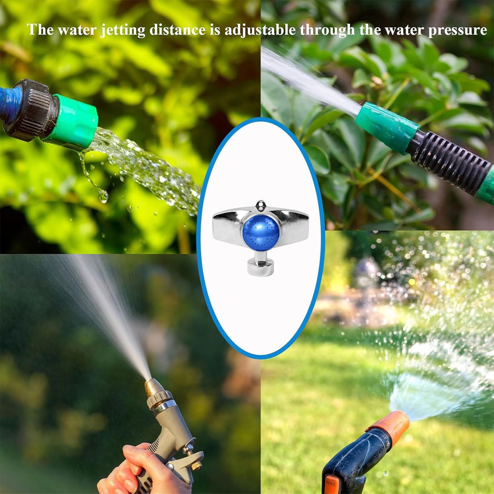 Paquete de 2 aspersores de metal de 360 grados, pequeños aspersores de jardín para áreas pequeñas, aspersores de césped para patio con patrón circular con flujo de agua suave, cobertura de riego