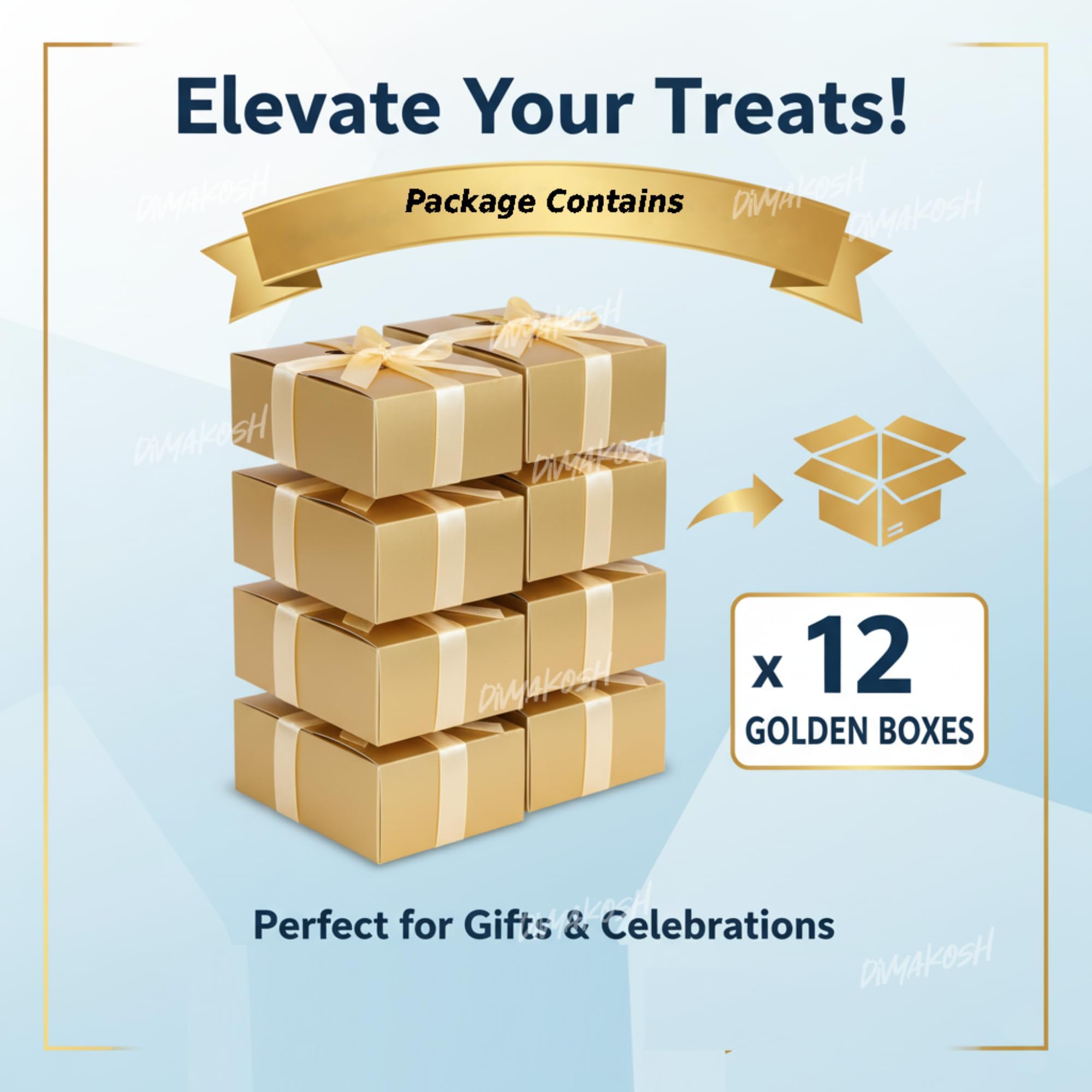 Golden Gift Boxes - 12 Pack for Diwali & Parties -4