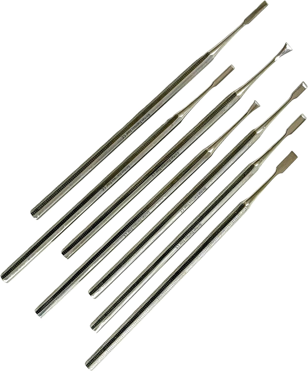 7 Pack Precision Mini Chisel Carving Tools for Detailed Small Crafts Such as Wood Carving, Wax Modeling, Soap Carving, and More - One Piece Construction Stainelss Steel