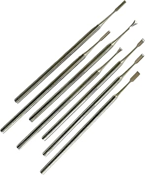 7 Pack Precision Mini Chisel Carving Tools for Detailed Small Crafts Such as Wood Carving, Wax Modeling, Soap Carving, and More - One Piece Construction Stainelss Steel