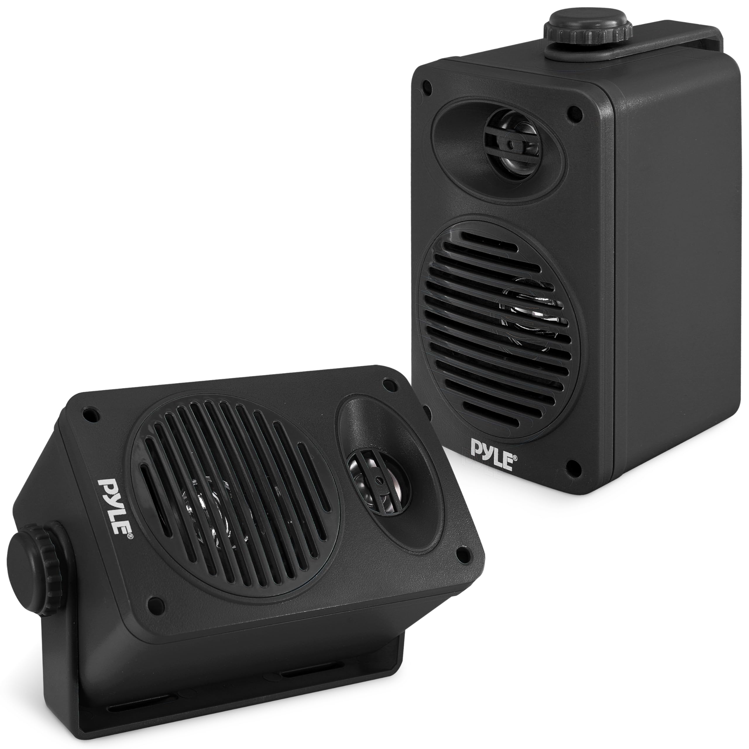 Pyle Indoor Outdoor Speakers Pair - 200 Watt Dual Waterproof 3.5” 2-Way Full Range Speaker System w/ 1/2” High Compliance Polymer Tweeter - In-Home, Boat, Marine, Deck, Patio, Poolside (Black)