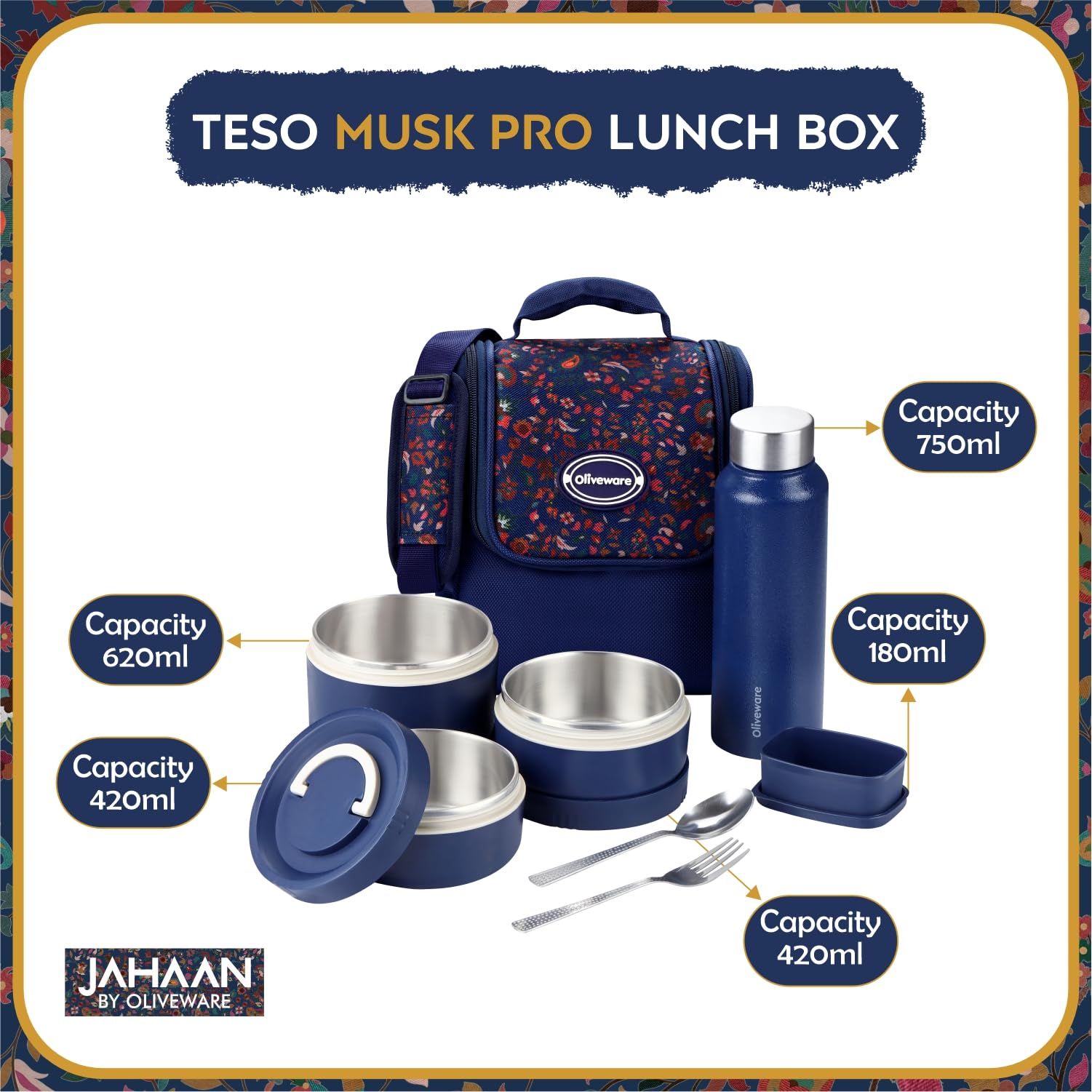 Oliveware Jahaan Lunch Box - Indian Heritage Design -2