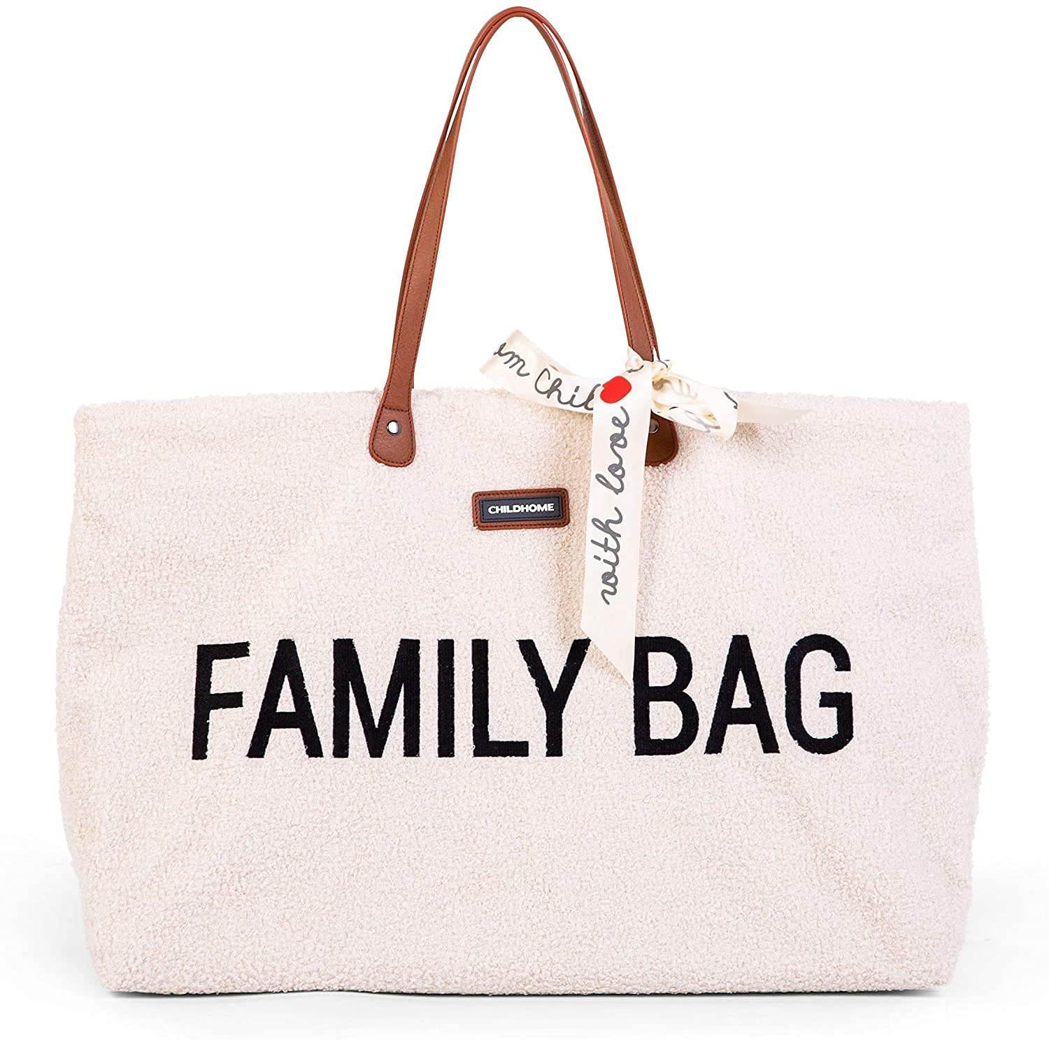 Childhome Family Bag Sac à Langer Voyage Grande Contenance Teddy Ecru