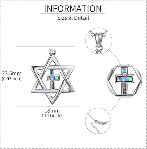 Miniatura 4 de Collar con dije de estrella de David y cruz de plata esterlina con colgante de estrella de David, joyería religiosa cristiana de Judeo para mujeres