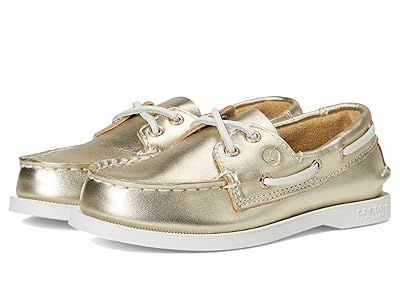 Sperry Kids Authentic Original (Little Kid/Big Kid) Girls Shoes Metallic Gold : 3.5 Big Kid M, Leather
