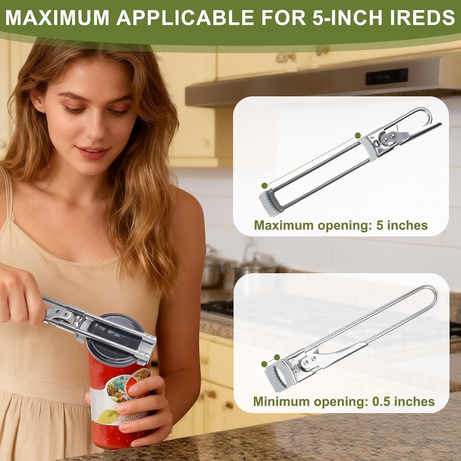 Adjustable Stainless Steel Jar Opener Max.5 In. Lids