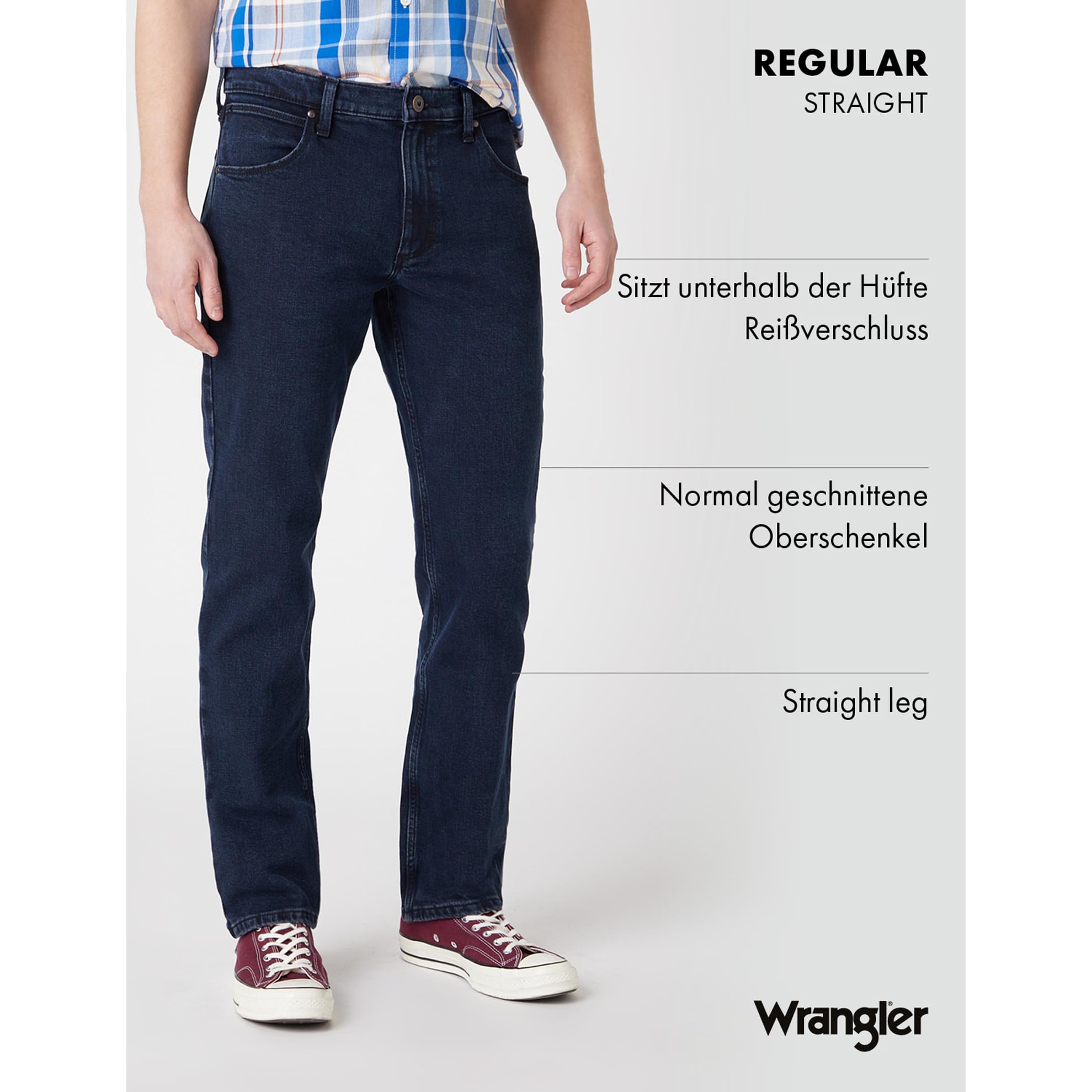 Wrangler Herren Jeans Regular - Mid Waist - Regular Fit - Blau Schwarz W30-W44