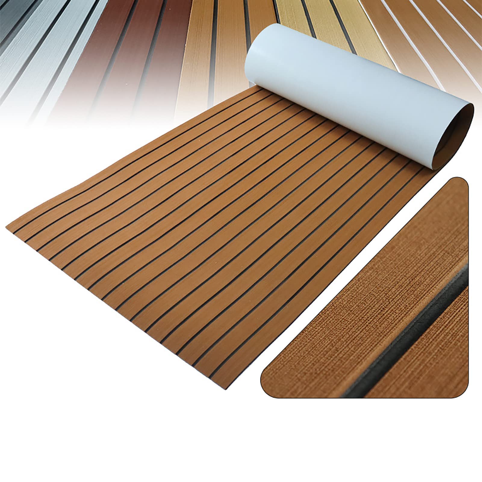 N/A Boat Flooring EVA Foam Boat Decking, Faux Teak Marine Mat Boat Carpet Marine Flooring for Motorboat RV Yacht Kayak Surfboard