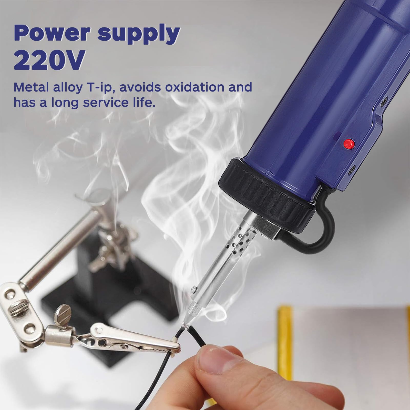 CALLARON Pompa Dissaldante Elettrica, Solder Sucker Tool, 350w, 30w, Ac220v, Blu, con Ugelli di Aspirazione e Ugelli Sostituibili per Manutenzione di Apparecchi Elettronici e Pcb