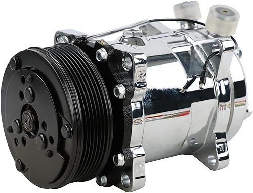 ACTECmax Compresor universal del AC con el embrague negro PV7 SD 508 estilo 5H14 R134A Chrome Serpentine Belt