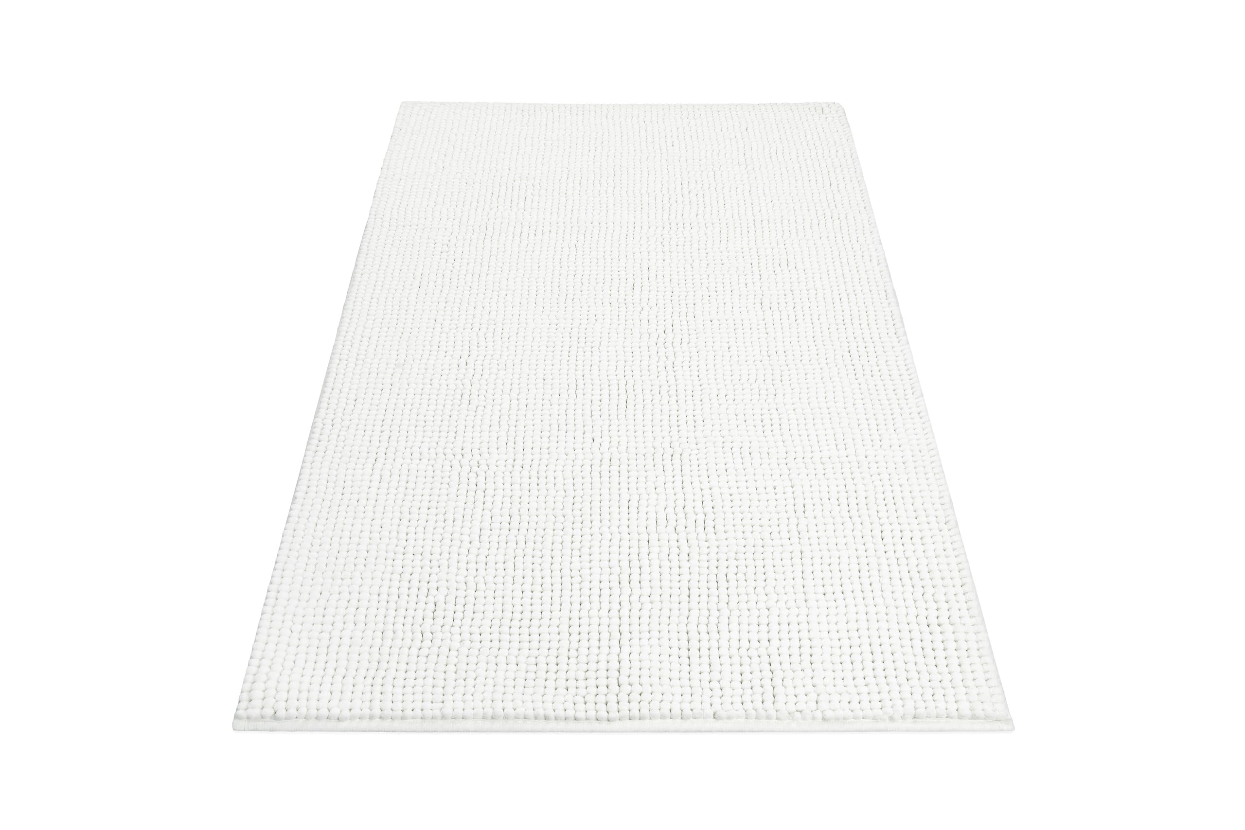 Tappeto da bagno moderno in ciniglia di WECONhome Basics - antiscivolo, lavabile, assorbente - Stile per ogni bagno – Balu (70 x 120 cm, bianco)