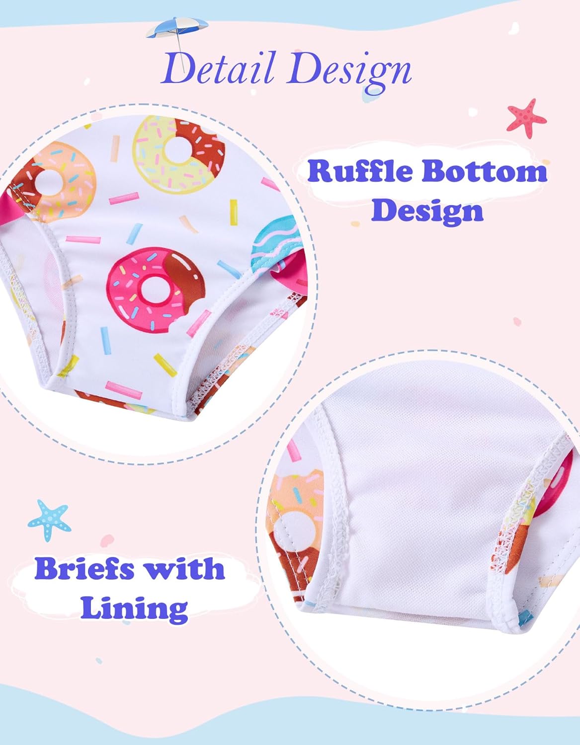 Little Girls Two Piece Mermaid Bikini Set Ruffle Adjustable Summer Beach Bathing Swimsuit 3-7 Years for Kids - Image 5