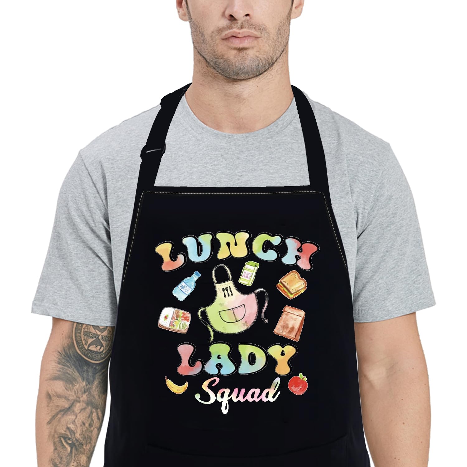 POFULL School Chef Gift Lunch Lady Squad Apron Cafeteria Worker Gift School Lunch Team Gift