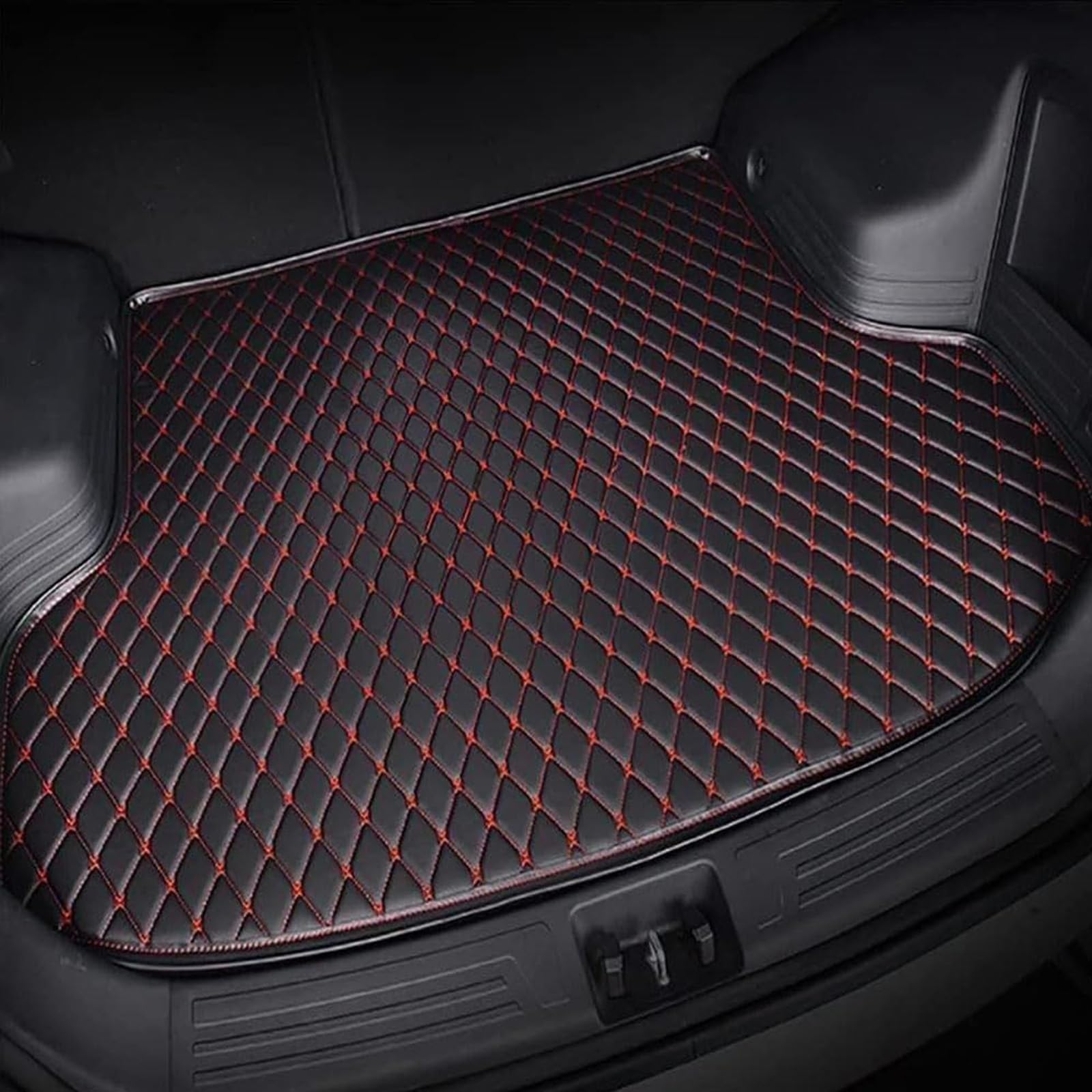 Motario Car Trunk Mat For Mercedes Benz Classe GLE W167 V167 SUV 5 Posti 2020-2026, Leather Custom Cargo Mat All-Weather Waterproof Anti-Slip Protector Interior Accessories,A/Black Red
