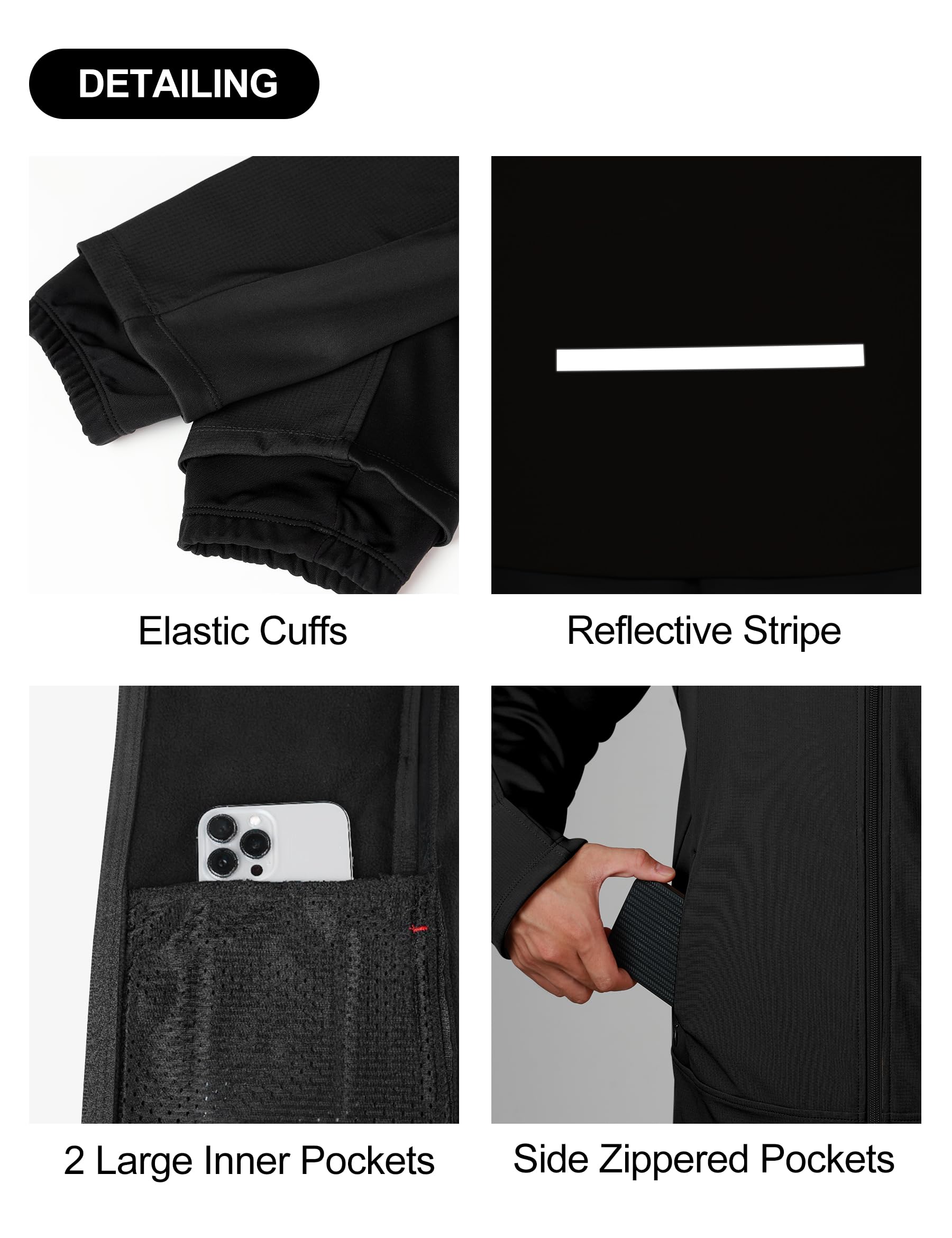 INBIKE Chaqueta Ciclismo Hombre Invierno Softshell Polar Exterior con Capucha Desmontable Cortavientos Abrigo Cálido para Senderismo Running