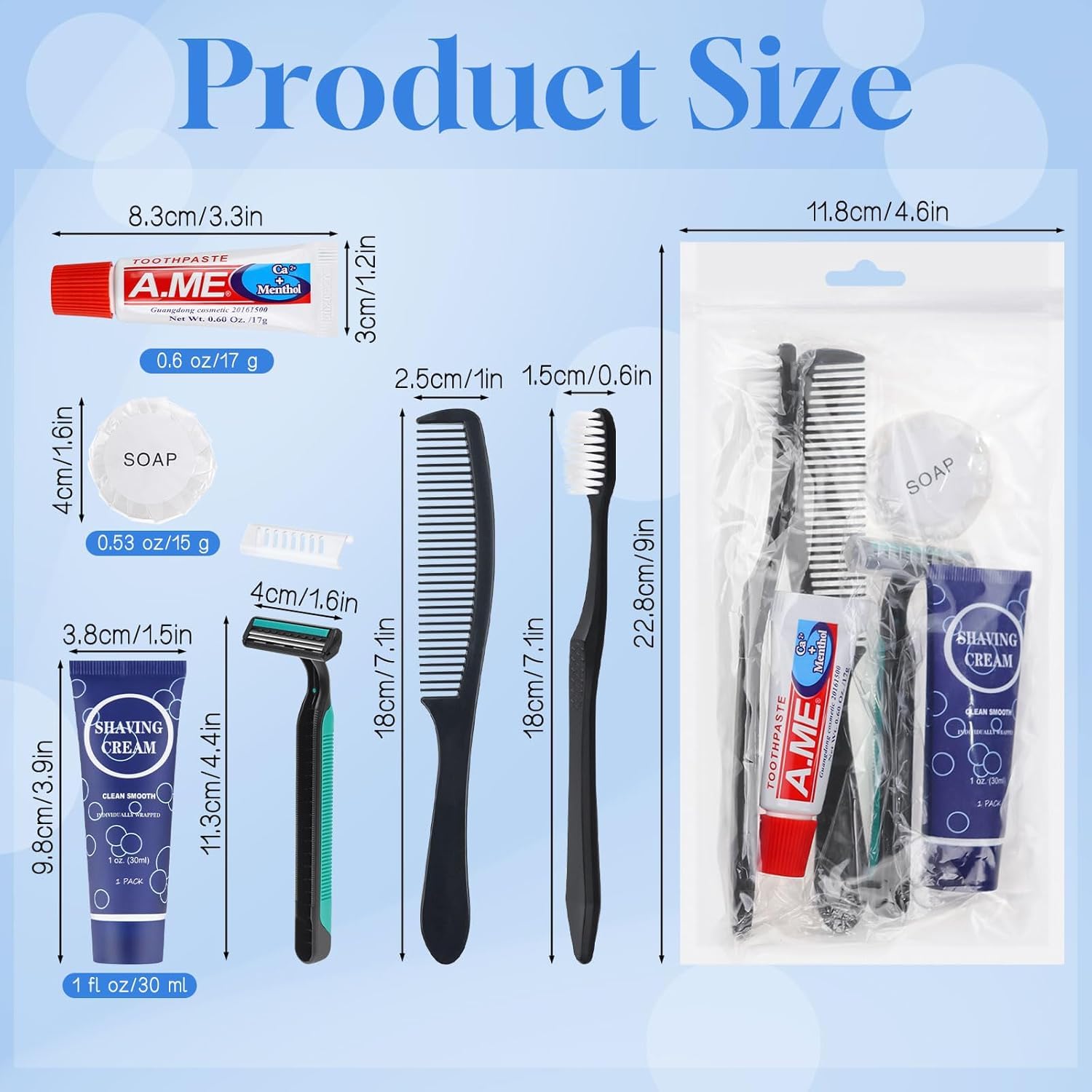 Kit di articoli da toeletta usa e getta, 6 in 1, formato da viaggio, essenziali per uomini e donne, confezionati singolarmente, set di articoli da toeletta personali per hotel, beneficenza, ospiti