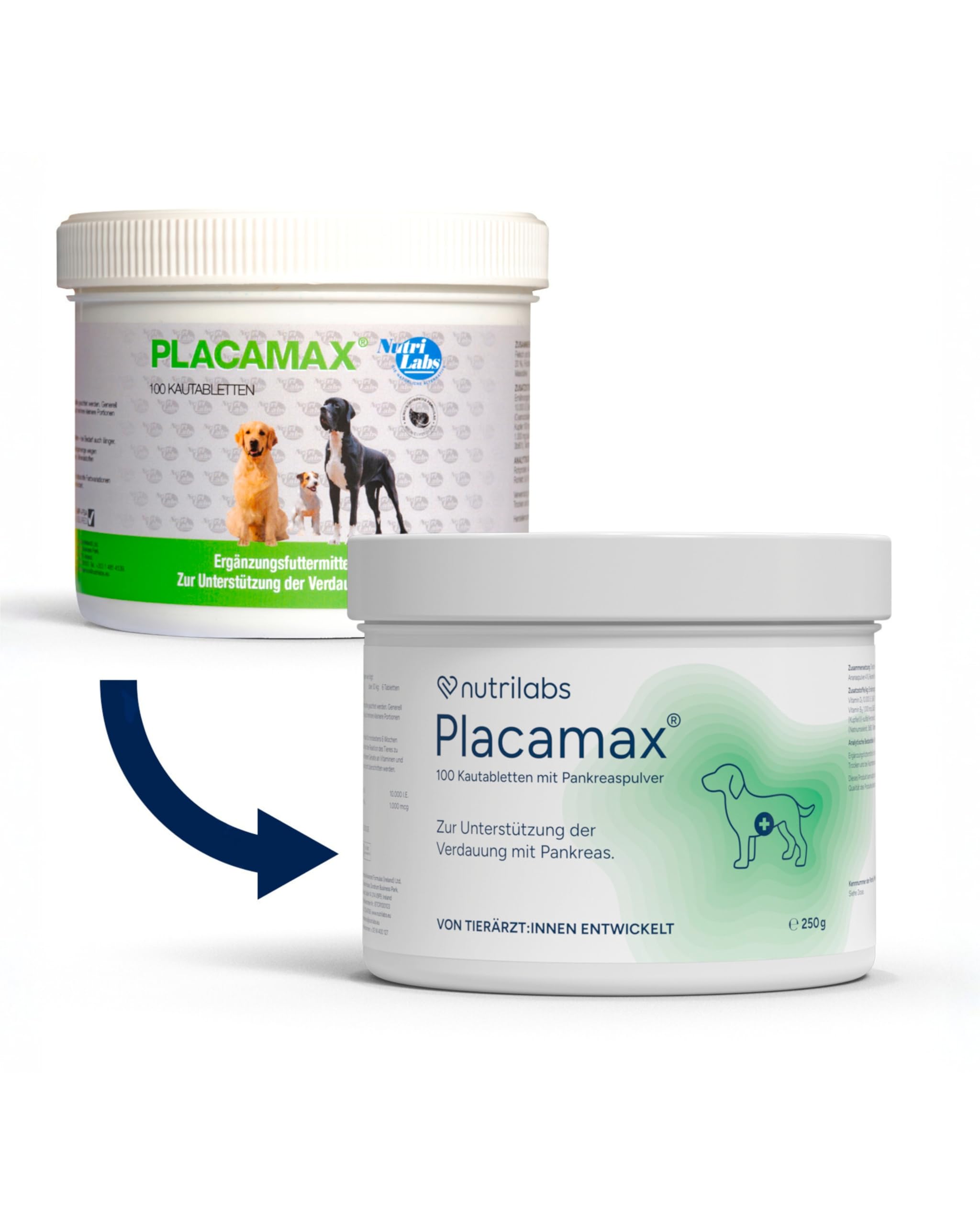 NutriLabs Placamax® Tabletten für Hunde 100 Stk. - Tabletten für Verdauung mit Ananaspulver, Vitamine, Pankreaspulver etc. - Gesundheitsprodukte für Hunde - Nahrungsergänzungsmittel Hund