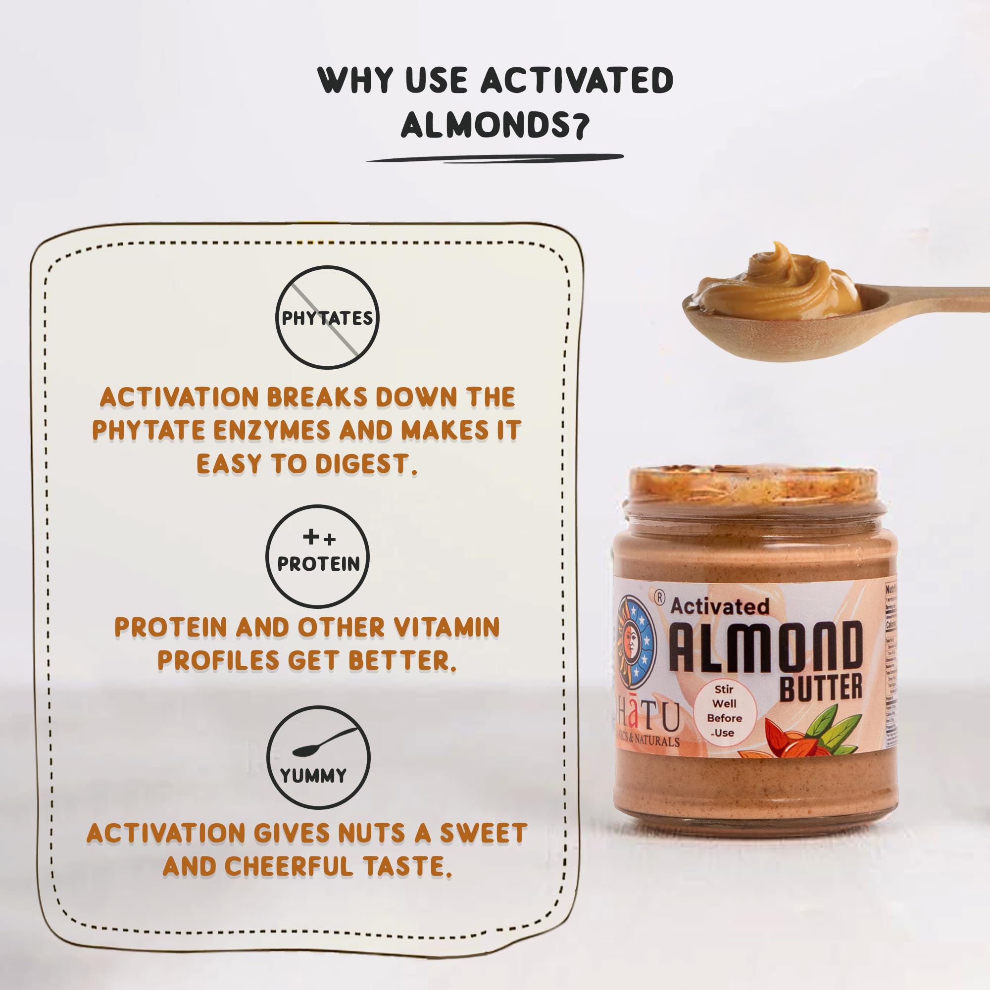 Dhatu Organics Activated Almond Butter 175g | Rich & Creamy | Vitamin E | Pre-soaked | Keto Friendly | Improved Digestion & Nutrient Assimilation | Unsweetened | Stoneground - Image 6 thumbnail