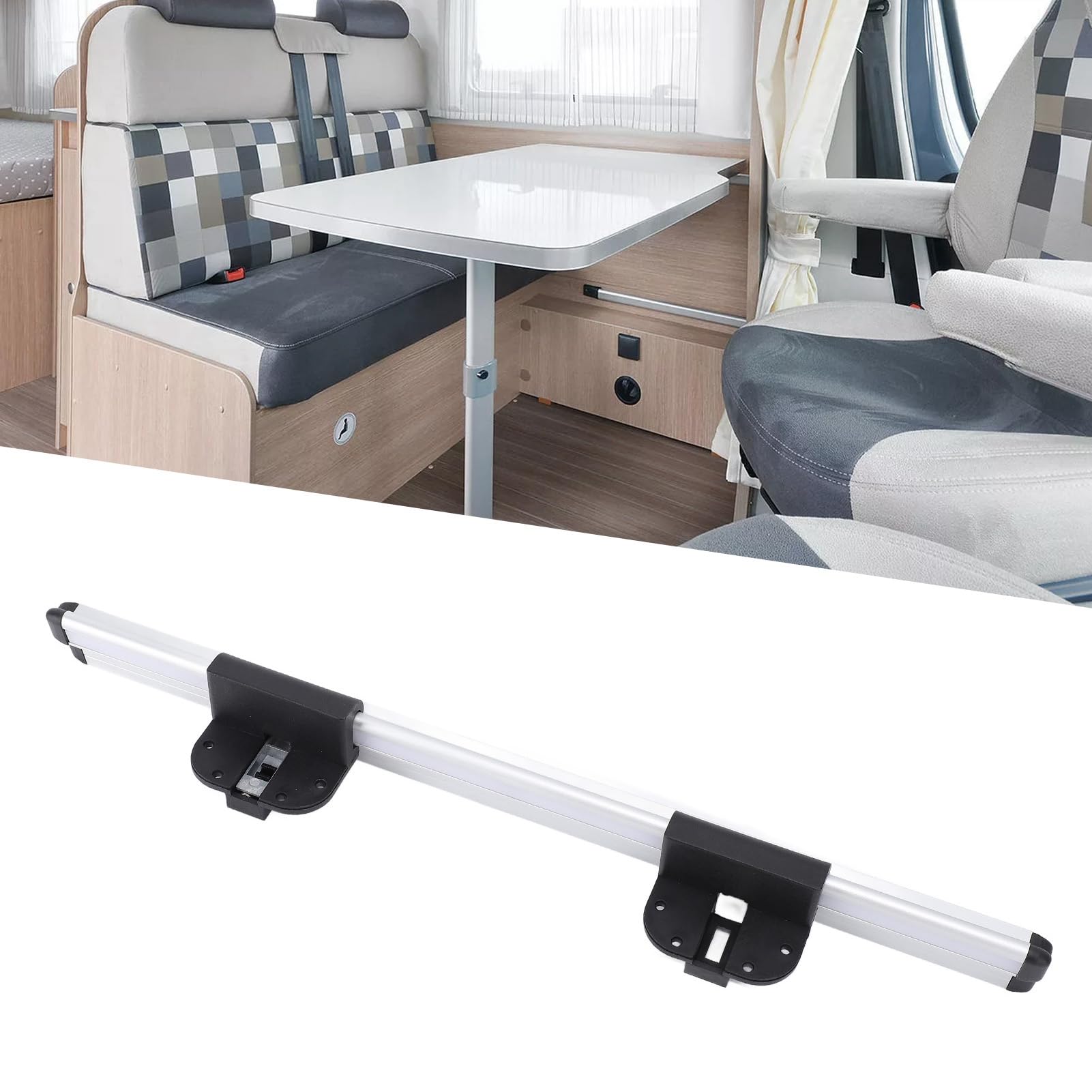 Tnfeeon RV -Tischtisch -Montage Aluminiumunterstützung Aluminiumlegierung Alloy Guide Rail Street Rail 20in für Camping Wohnmobil Fahrzeug