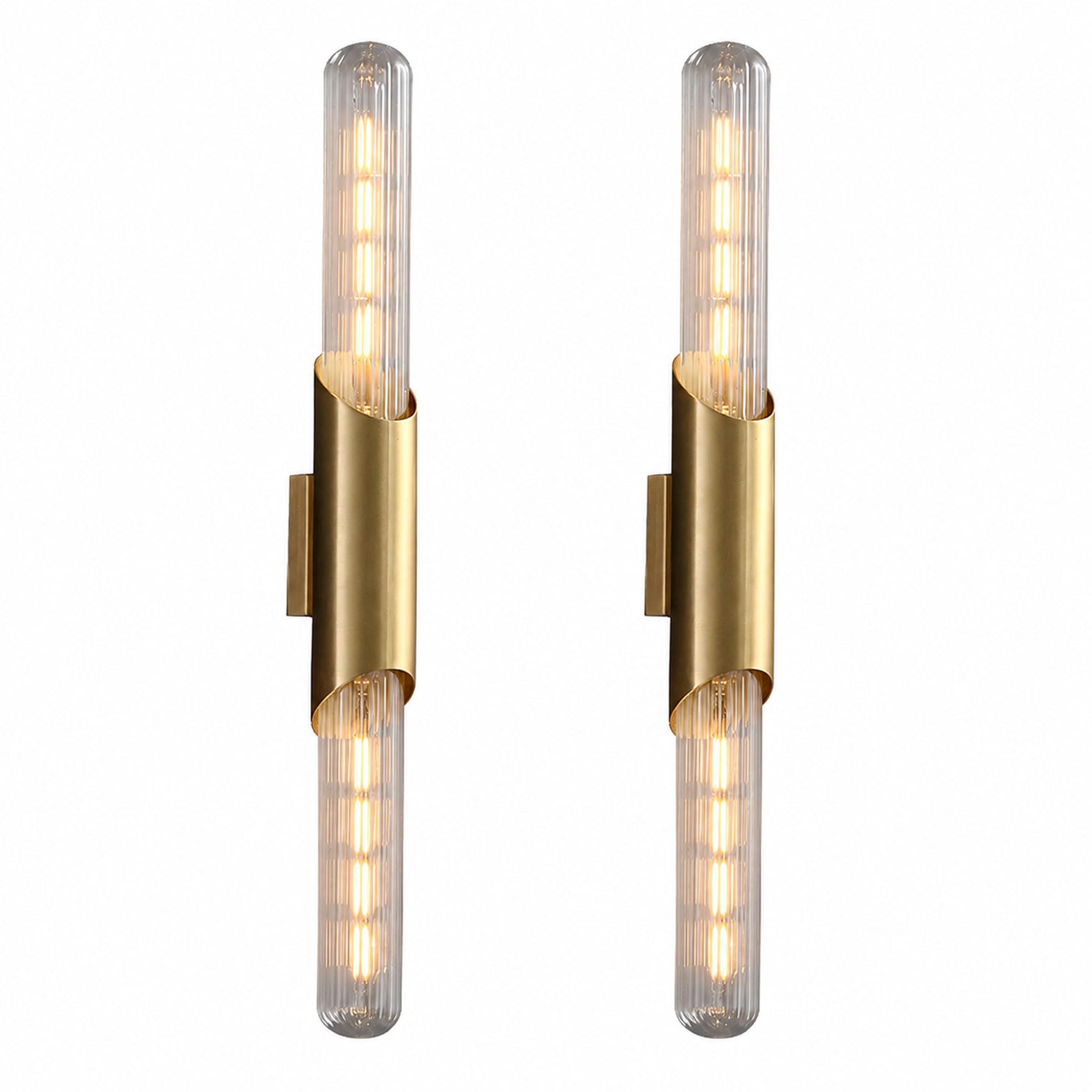 NICRX Modern Glass Wall Sconces Vertical Wall Lights E27 Fixtures, 2 Pack