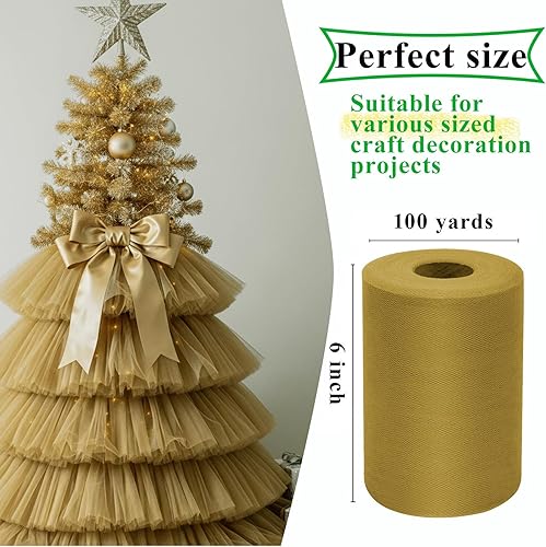 Miniatura 18 de Rollos de tela de tul rojo de 6 pulgadas por 100 yardas (300 pies), carrete de tela, cinta de tul para envoltura de regalos de Navidad, lazo de tutú