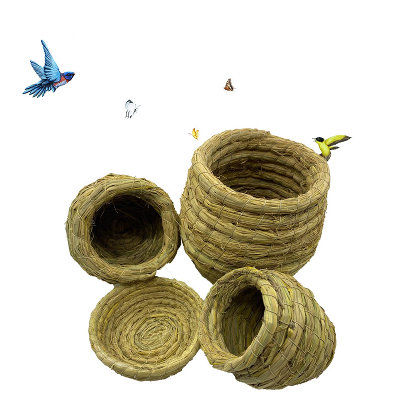 Amazon.co.jp: 鳥の巣 文鳥 藁 鳥かご インコ 4個セット ツボ巣 皿巣