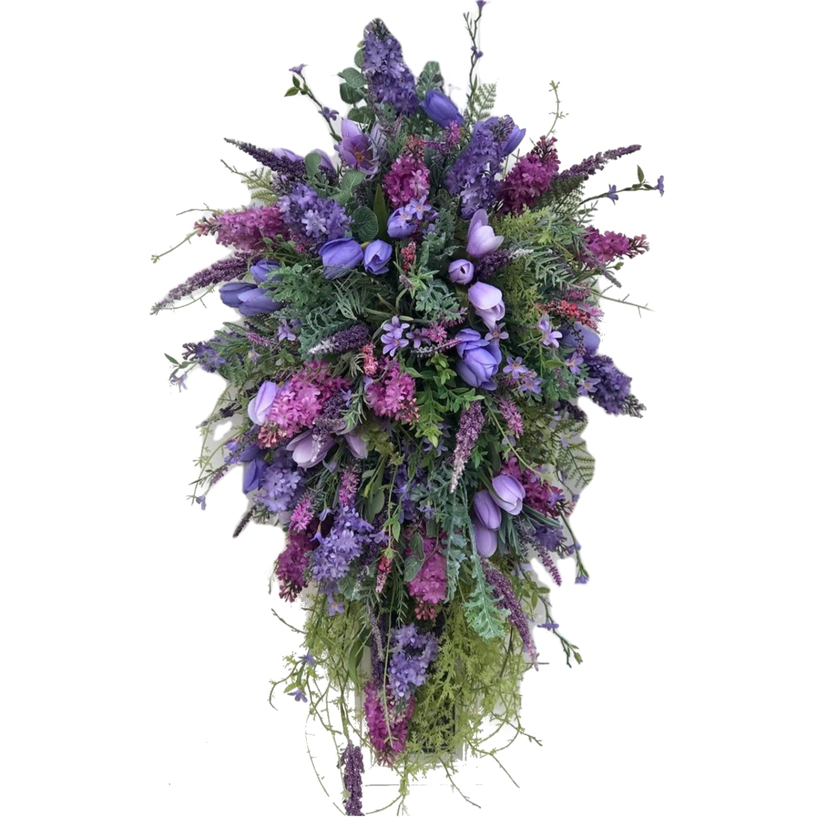Azidweryq Purple Lavender Tulips Swag Wreaths 20X10 Inch Artificial Spring Wreath For Farmhouse Front Door Porch Window Wall Hanging Decor
