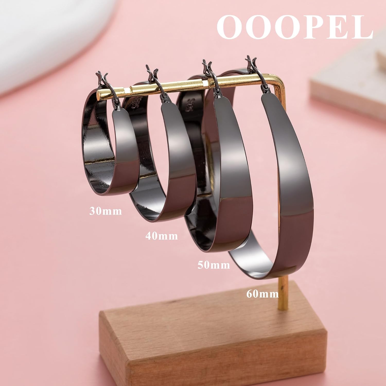 OOOPEL 10mm Wide 925 Sterling Silver Hoops Earrings for Women, 14K Real Gold Plated Hoop Earrings for Women Hypoallergenic Lightweight Oversize Big Gold Hoop Earrings Jewelry Gifts 30/40/50/60MM - Image 8