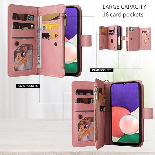 Miniatura 3 de Asuwish Funda de teléfono para Samsung Galaxy A22 5GBoost Mobile Celero 5G Funda tipo cartera con protector de pantalla de vidrio templado y correa