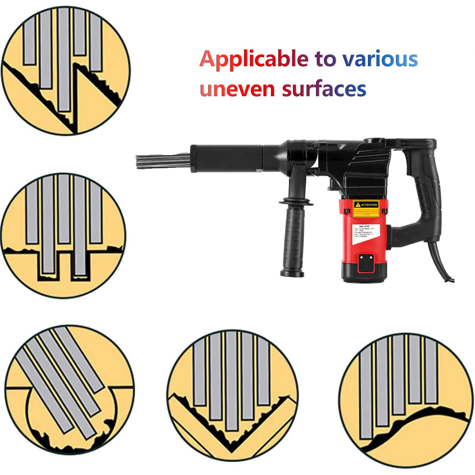 Desincrustador de Agujas Eléctrico, Máquina de Limpieza de Eliminación de Óxido, 1100W Potencia, 30 Minutos de Trabajo Continuo, para Eliminar Óxido, Escoria de Soldadura y Pintura 220v