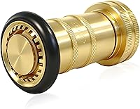 HAPPYTREE 1-1/2" NST/NH Brass Fire Hose Nozzle - 85 GPM Jet Fog Spray, 100 PSI Heavy Duty for Firefighting & Industrial Use